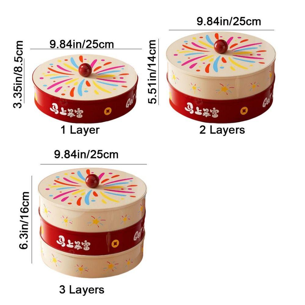 Round Dried Fruit Serving Tray Sealed Snack Plate Divided Candy Dessert Dish New Year