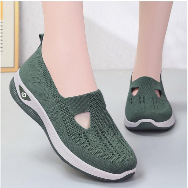 Fashion Women's Spring/Summer New Breathable and Comfortable, Mom's Single Shoes, Soft Sole, Casual Mesh Hollow Women's Shoes