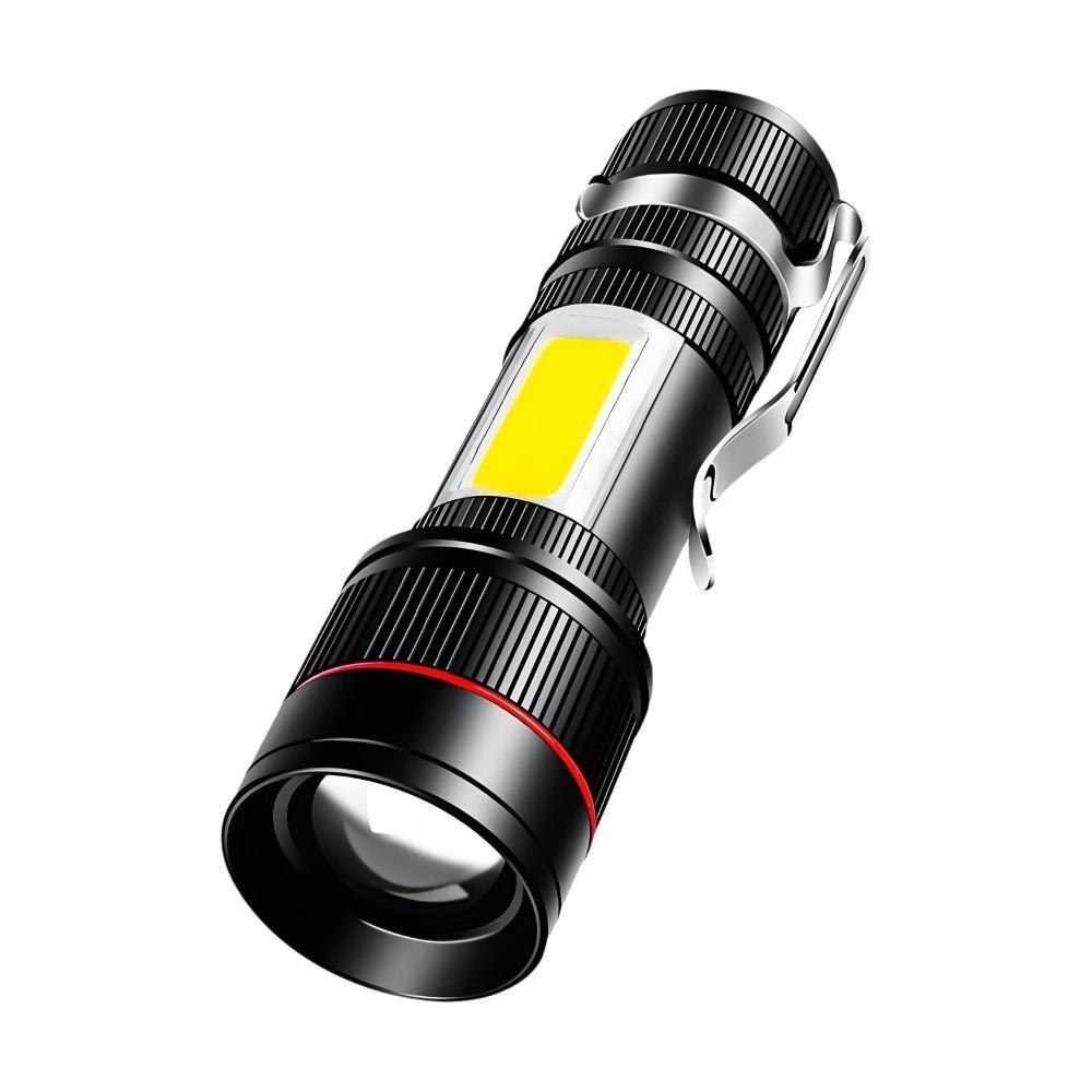 Portable Mini Flashlight Three Lighting Modes High Brightness Keychain LED Light USB Rechargeable Zoomable Focus