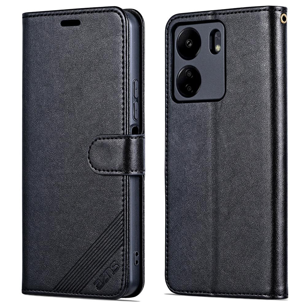 

AZNS For Xiaomi Redmi 13C 4G/Poco C65 4G Leather Case Anti-drop Wallet Cover Black