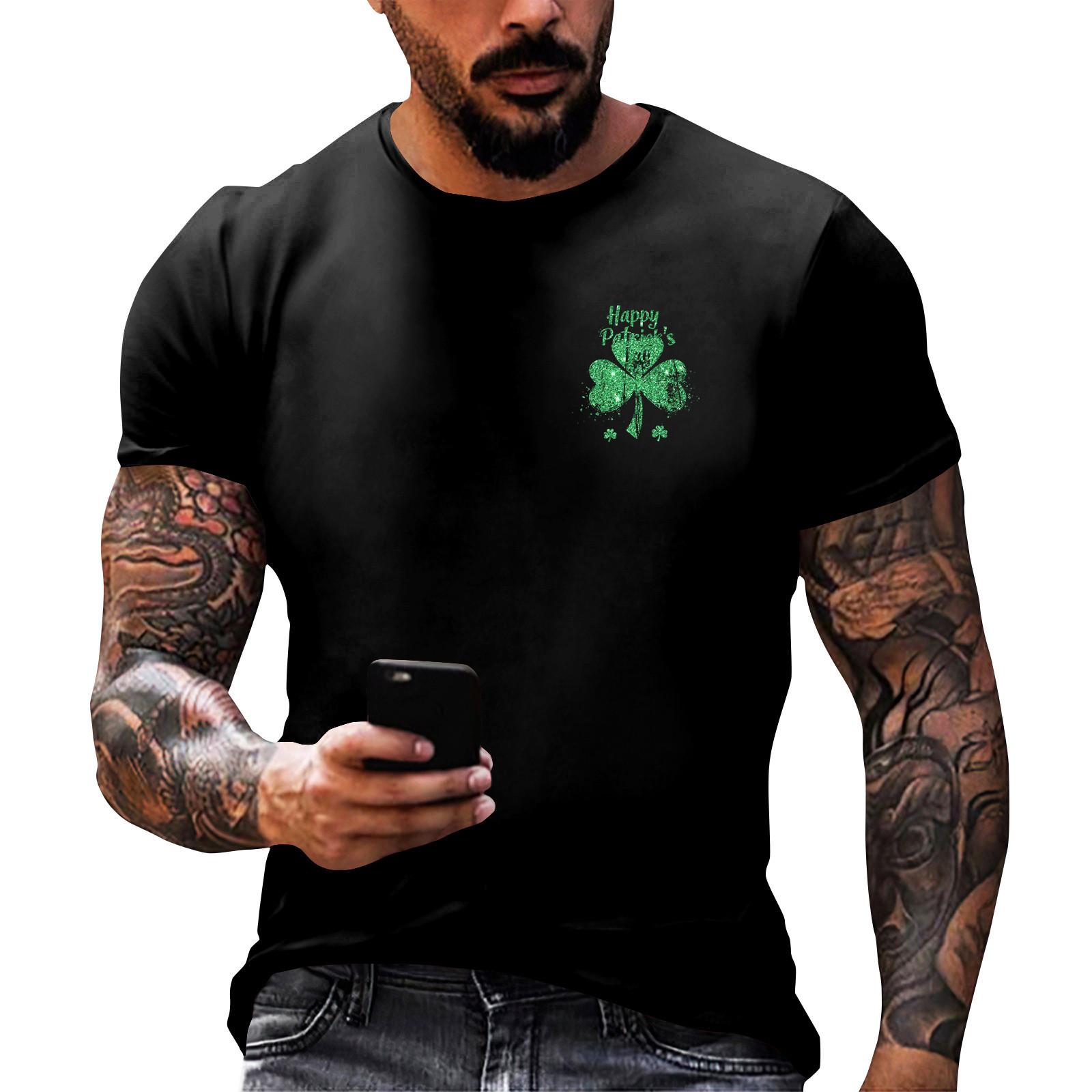 

улица. Принт ко Дню Патрика - мужская повседневная футболка с круглым вырезом и короткими рукавами XXL чёрный