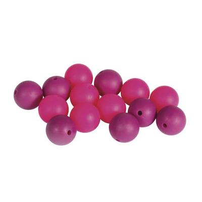 Silicone Beads, 15mm Ø, Dark Pink Tones, 14 Pcs