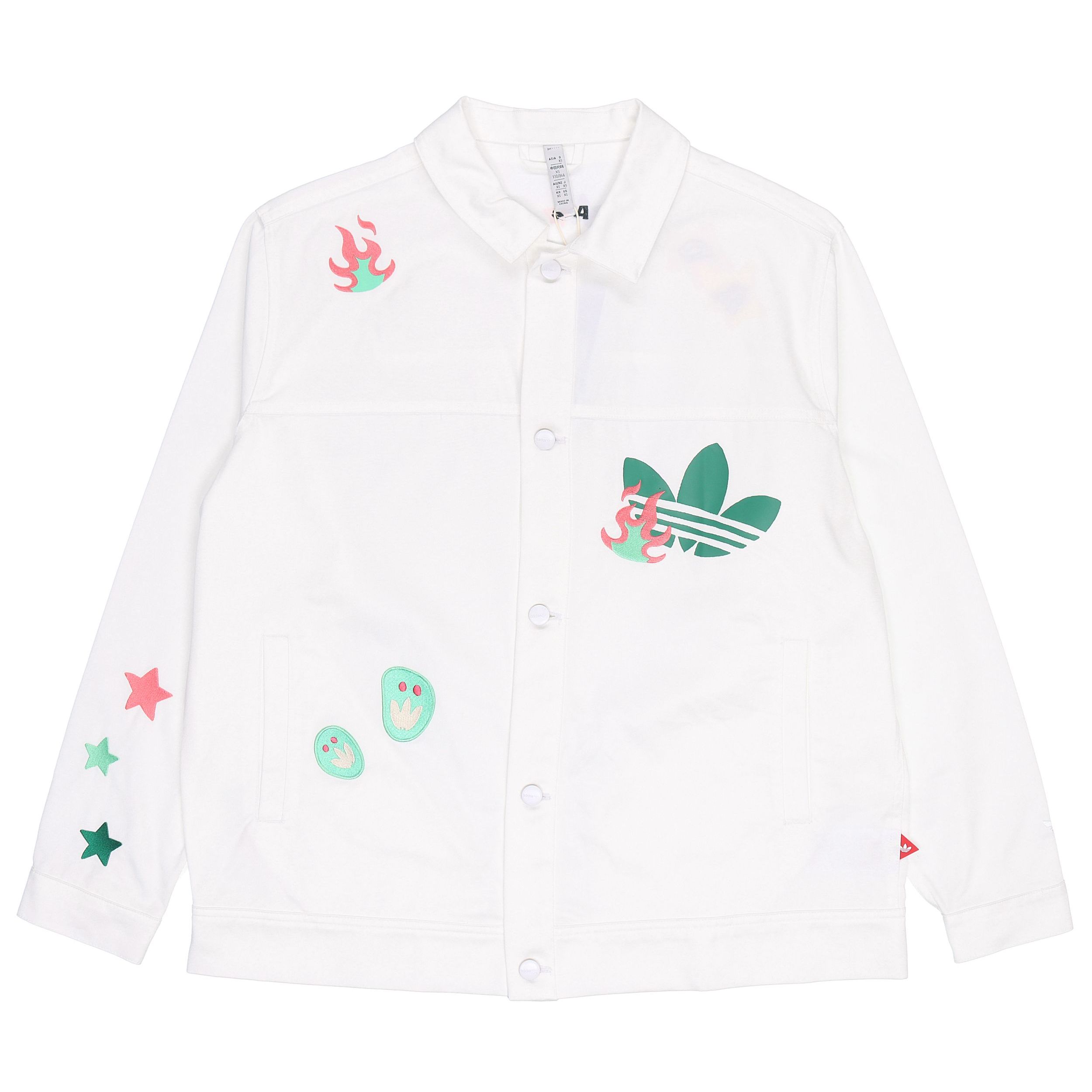 Adidas Originals SS22 Logo Cartoon Printing Sports Jacket Unisex White HP0116 M
