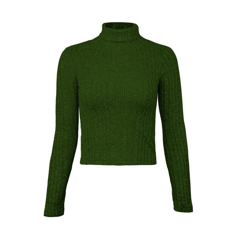 

European and American Women s Fashion Sexy Turtleneck Sweater, Solid Color Long-Sleeve Top, Short Base Knit Pullover, Slim Fit and Flattering 8773-Military Green M