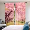 2pcs 2D flat printing Party Window Curtains Cherry Blossom Tunnel Path Polyester Without Electricity Family Party for Outdoor