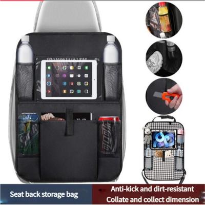 Car Seat Storage Bag Oxford Cloth Tablet Holder Protective Cover Multi-Pocket Anti-Kick Seat Back Bag for Children Travel Car
