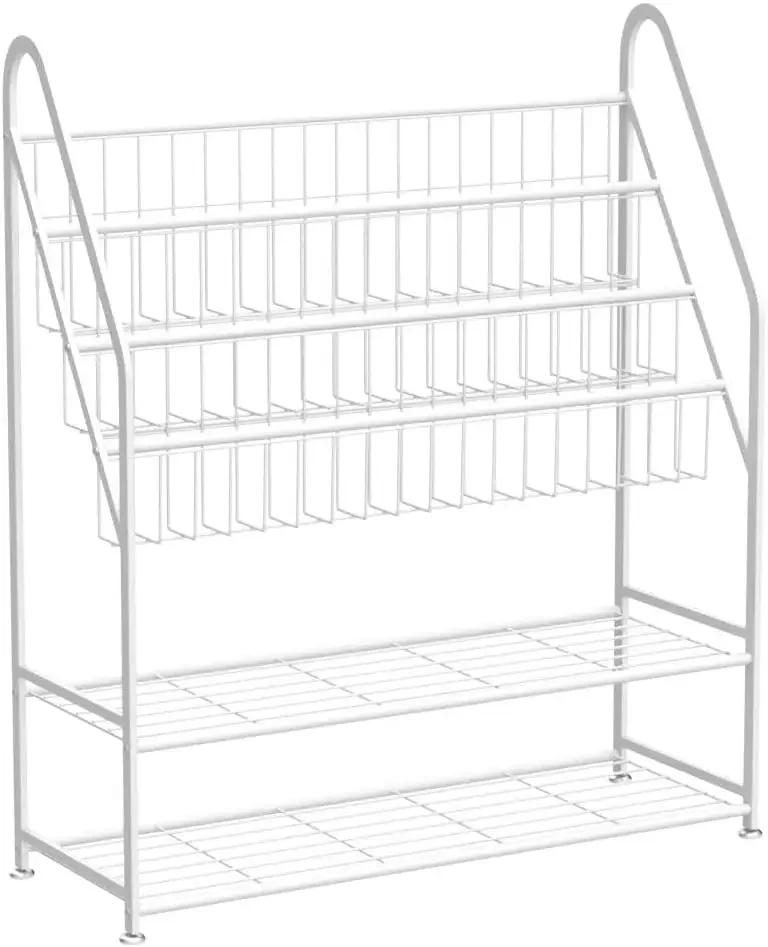 Metal Kids Bookshelf Freestanding Bookcase for Children Room Toy Organizer Modern MinimalistWhite Stable  Bedroom, Living