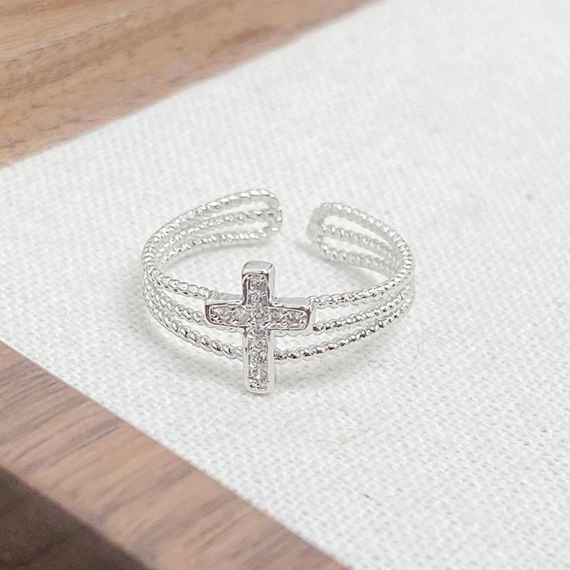 [Cross Qi Badge] Halloween Cross Zircon Unique Opening Ring Personality Advanced Sense Ring Woman Adjustable opening