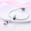 100% 925 Sterling Silver Bear Animals Butterfly Flower Love Heart Pink Charms Fit Bracelet Diy Jewelry Making