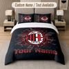Set Biancheria da Letto Personalizzato Motivo AC Milan, Stampa Nome Testo 1 Copripiumino più 2 Federe Tessile per la Casa
