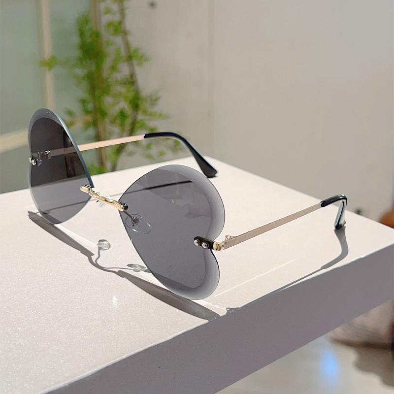 

Rimless Butterfly Shaped Sunglasses Women New Fashion Vintage Outdoor Shades Trendy Brand Design Casual Sun Glasses golden