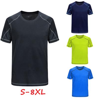 T-shirt Tecnica da Uomo a Maniche Corte Performance Maschile Traspirante Seta di Ghiaccio Asciugatura Rapida Top Sportivo da Corsa