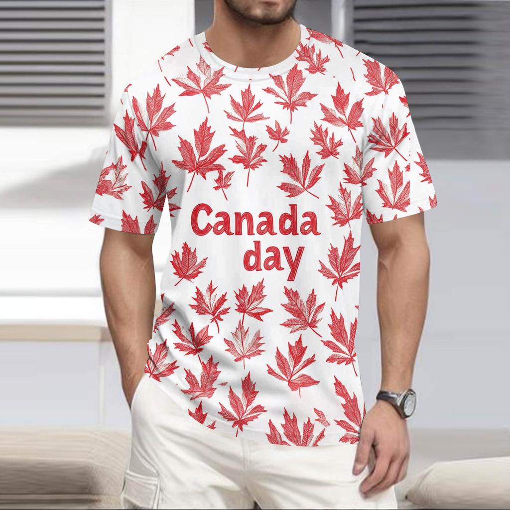 Men's Round Neck Casual Hawaiian Beach Printed Short Sleeve T-shirt Top