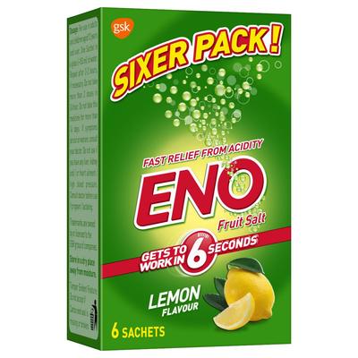 Eno Lemon Digestive Fruit Salt Multipack  Pack Of 1X 6 Sachets  For Fast Relief From Acidity Bloating Heartburn Indigestion Discomfort