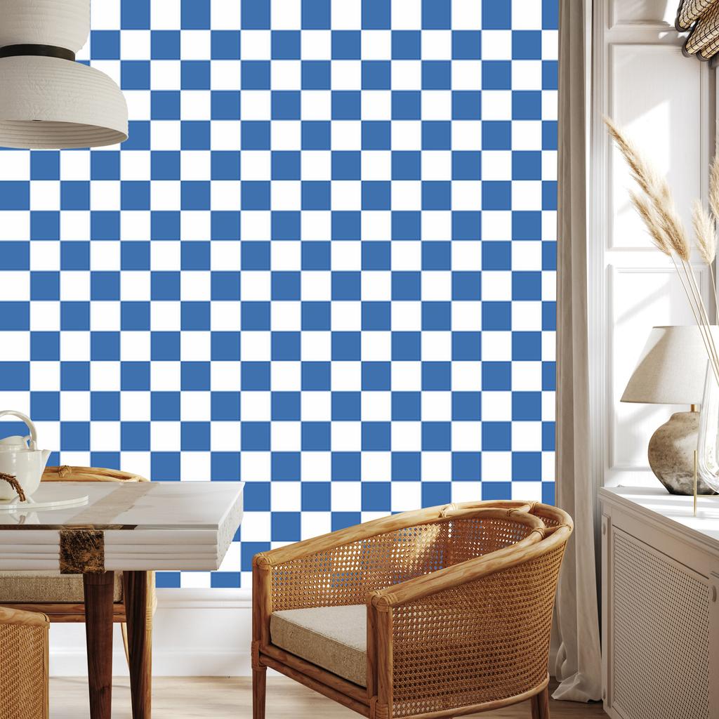 Checkerboard wallpaper blue and white, azure background 50x1000