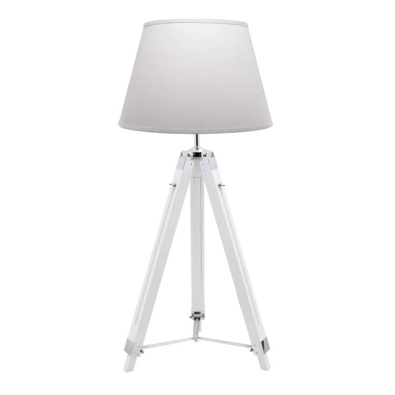 Lett - Pure - Lampadaire Trépied Bois 145 Cm - Pied Pin Blanc - Abat-jour Coton Blanc - Design épuré
