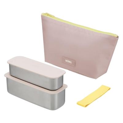 Thermos Bento Box 2 Tier Slim Fresh Lunch Box 635ml Yellow Pink DSA-605W Y-P