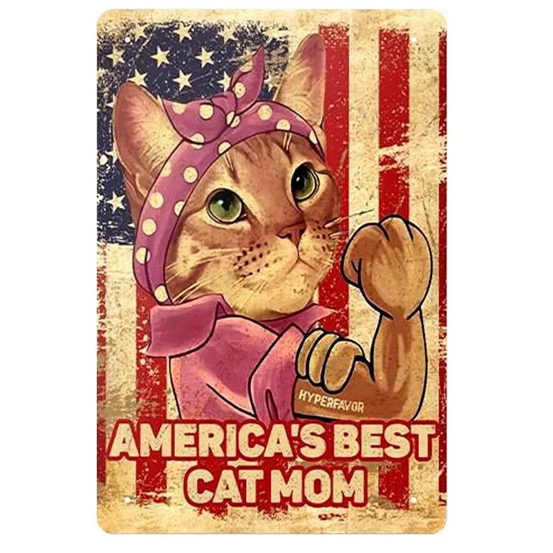 Cats Decor Funny Metal Tin Signs I Love you to the moon and Back Cat Posters for Home Bathroom cafe Pub Bar Gifts for Cat Lov