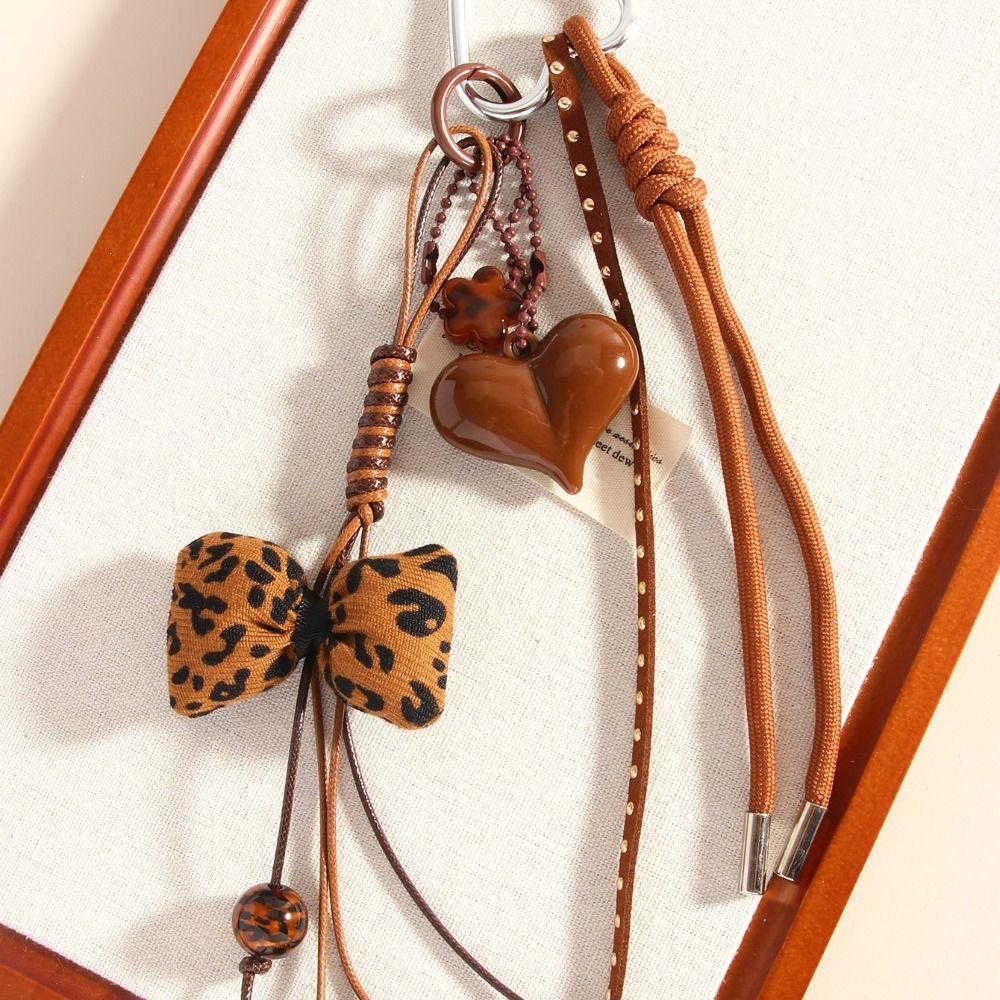 Anti-Lost Handmade Bow Keychain Hanging Braid Rope Key Chain Heart Phone Charm  Jewelry Accessories