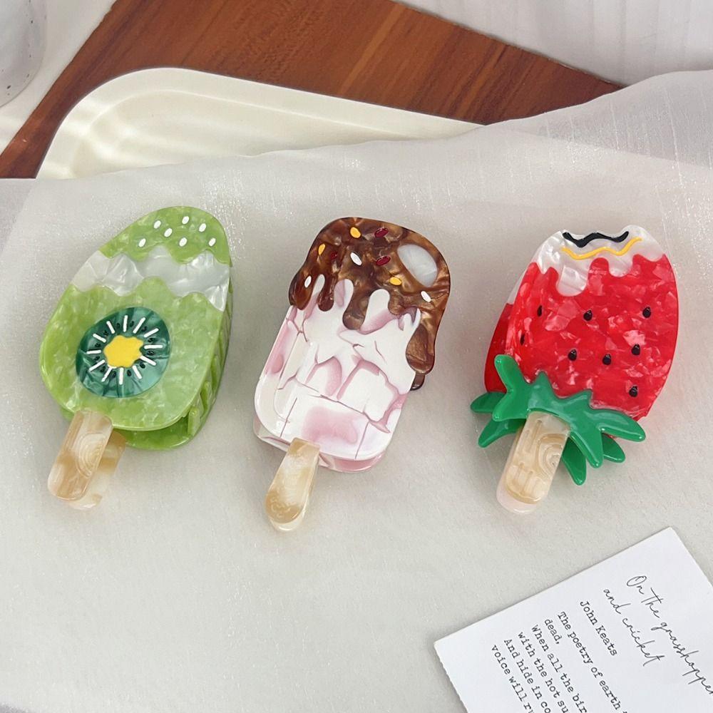 Acetic Acid Fruit Series Hair Claw Sweet Delicious Food Claw Clip Ice Cream Shark Clip  Female