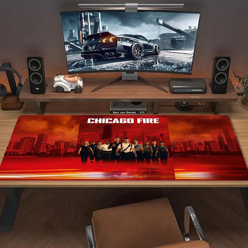 Chicago Fire Large Size Mouse Pad Large Gaming Table Cushion Nonslip Laptop Tablet Big Mousepad Xxl Mat Mini Pc Playmat With Lock Edge