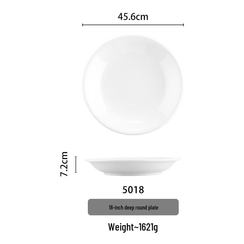 Handun 18-inch White Melamine Deep Round Buffet Plate