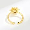 Fashionable Sunflower Pearl Rotating Ring For Women Elegant Spinning Band Jewelry Gift