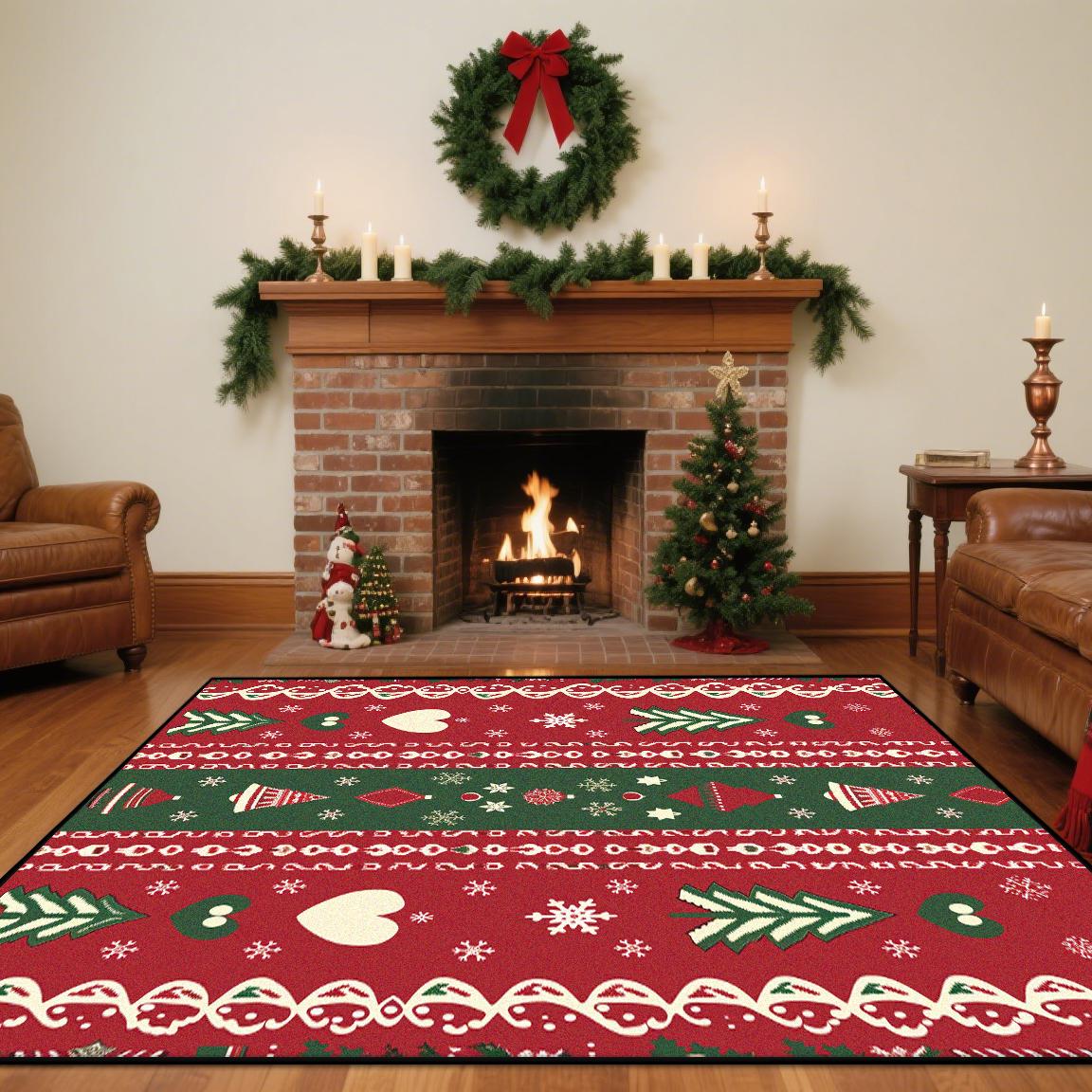 

Christmas Decoration Home Living Room Carpets Flannel Fluffy Soft Customizable Rugs Bedroom Bedside Baby Crawling Mat Washable 60*90cm