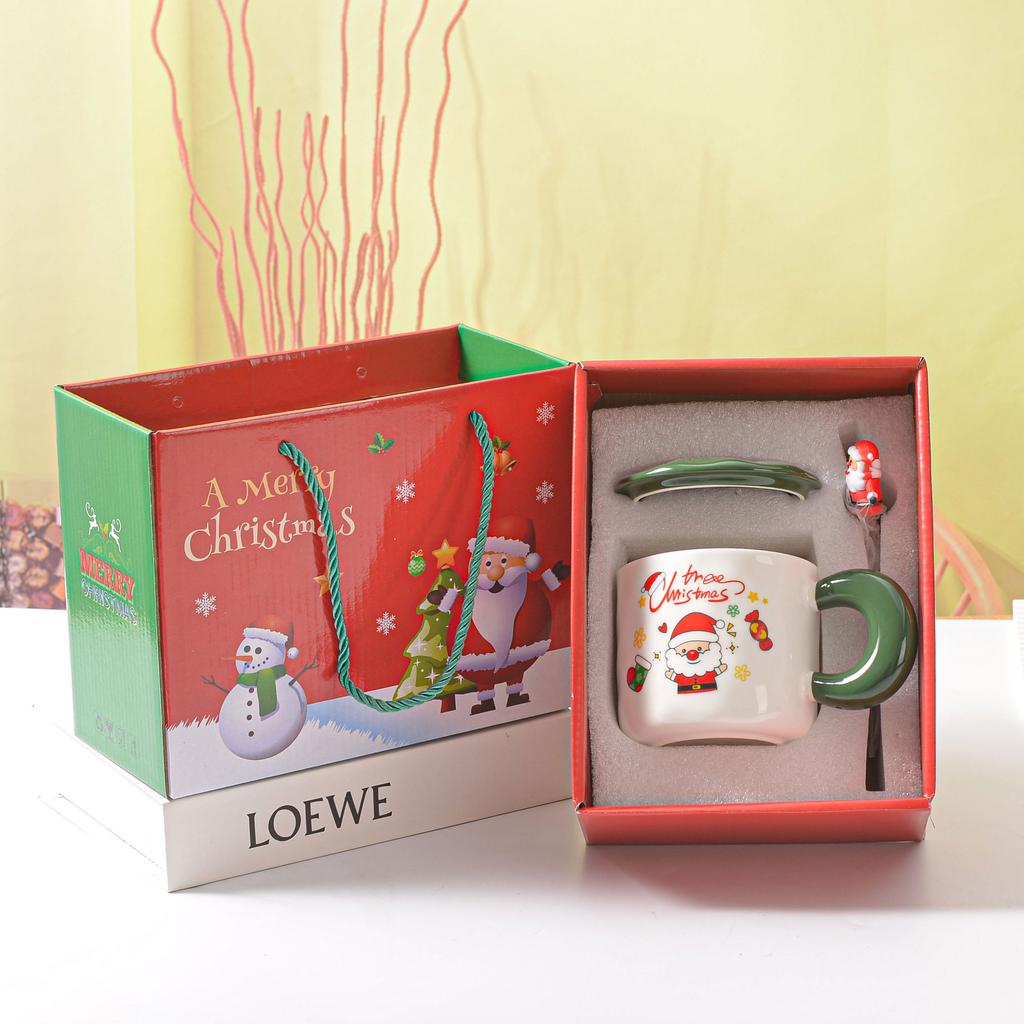 Dárková sada Vánoční Roztomilý Keramický Hrnek s Víčkem Lžičkou Pánský a Dámský Párový Hrnek Vysoká Hodnota Hrnek na Vodu Otevírací Dárek