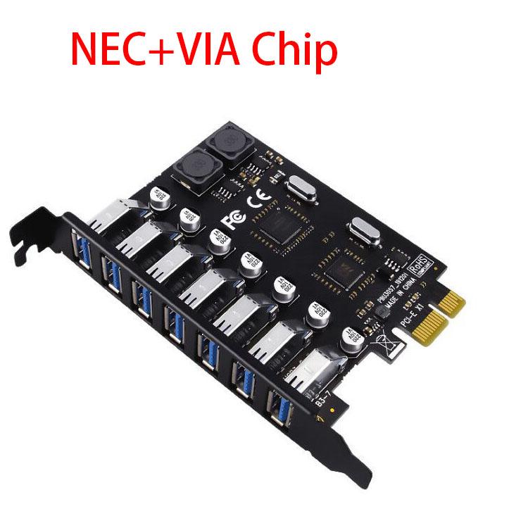USB 3.0 PCI-E Expansion Card Adapter 7 Ports USB 3.0 Hub Adapter External Controller PCI-E Extender PCI Express Card for Desktop
