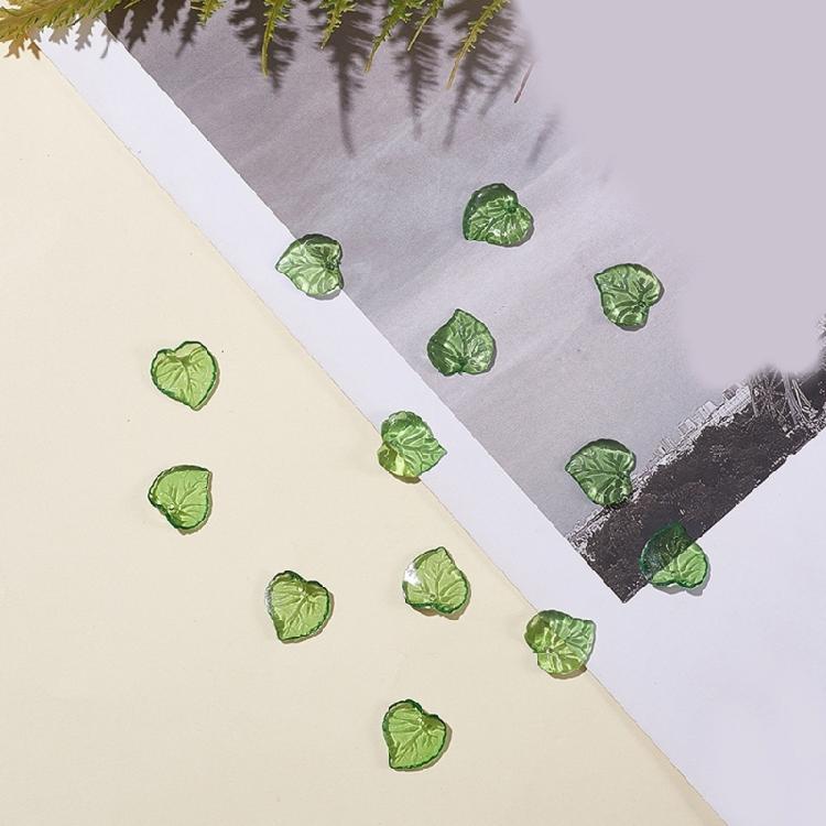 100pcs Acrylic Green Leaf Charm Pendant DIY Keychain Jewelry Making Findings