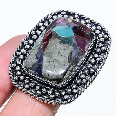 Natural Dicorich Glass Gemstone 925 Sterling Silver Gift Ring Size 7.5 L4n03