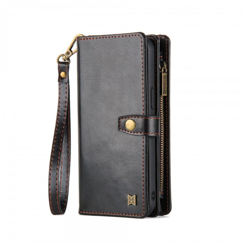 Magnetic Wallet Case IPhone 15 Pro Max With Wrist Strap PU Leather Cover Anti-Scratch Drop Protection
