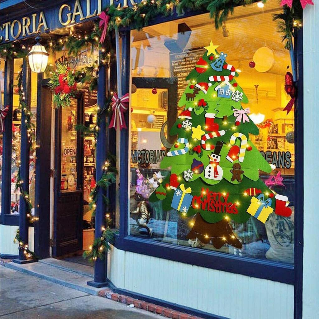 Non-woven Felt Christmas Tree Decorations kits For Toddlers Handmade DIY Felt Christmas Tree Ornament Pendant With LED Lights