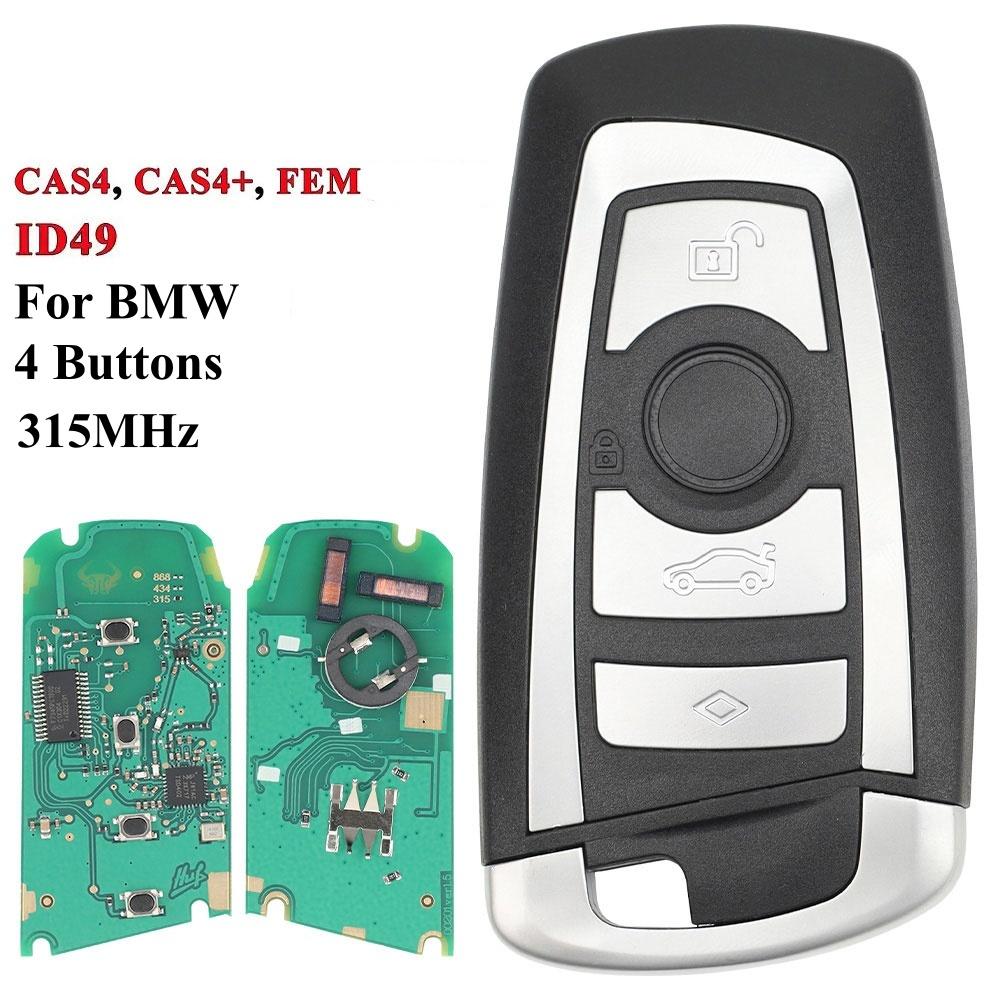 1 PIÈCE 4 Boutons Télécommande Clé de Voiture Intelligente Pour BMW CAS4 CAS4+ F FEM BDC Série 3 5 7 F10 F20 F30 F40 X5 E92 E90 ID49 315/434/868Mhz