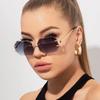 Retro Sunglasses Women Brand Designer Rimless Polygon Sun Glasses Fashion Shades Square Cutting Lens Ladies Frameless Eyeglasses