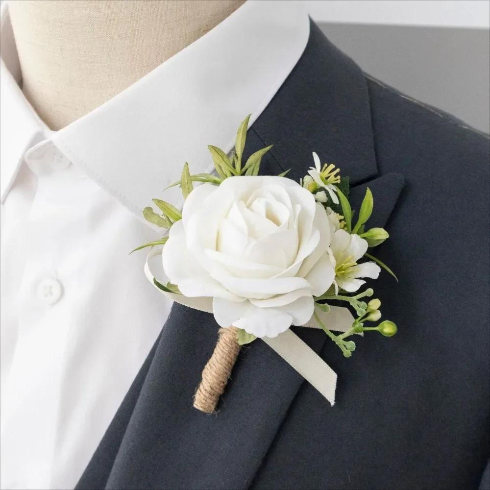 1pc Wedding Simulation Flower Chest Flower Groom Bride Wrist Flower Set Ball Couple Accessories Dinner Party Artificial Flowers