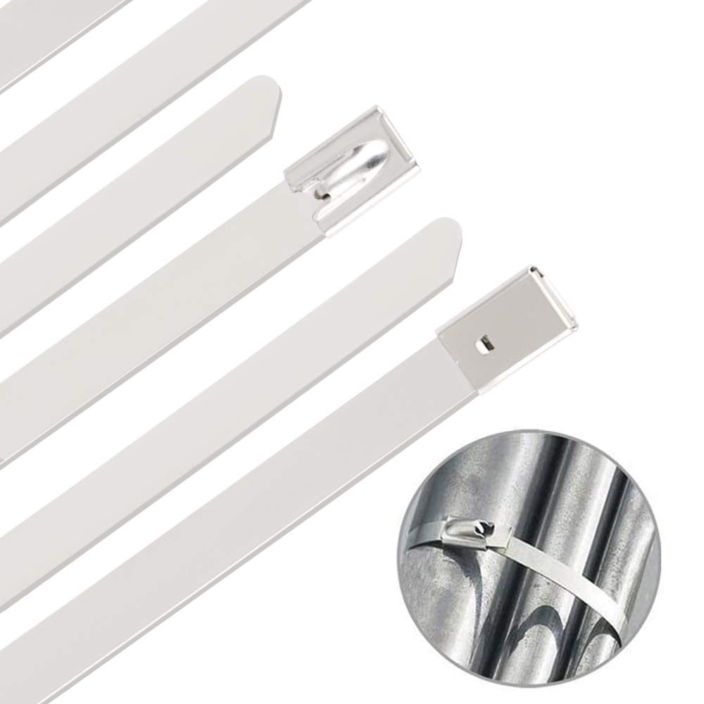 AIGLEROUGE 7.9300mm Cable Ties, 304 Stainless Steel, Long, Weatherproof, UV Resistant, Corrosion Resistant, Durable, IndoorOutdoor Use, 50 Pieces
