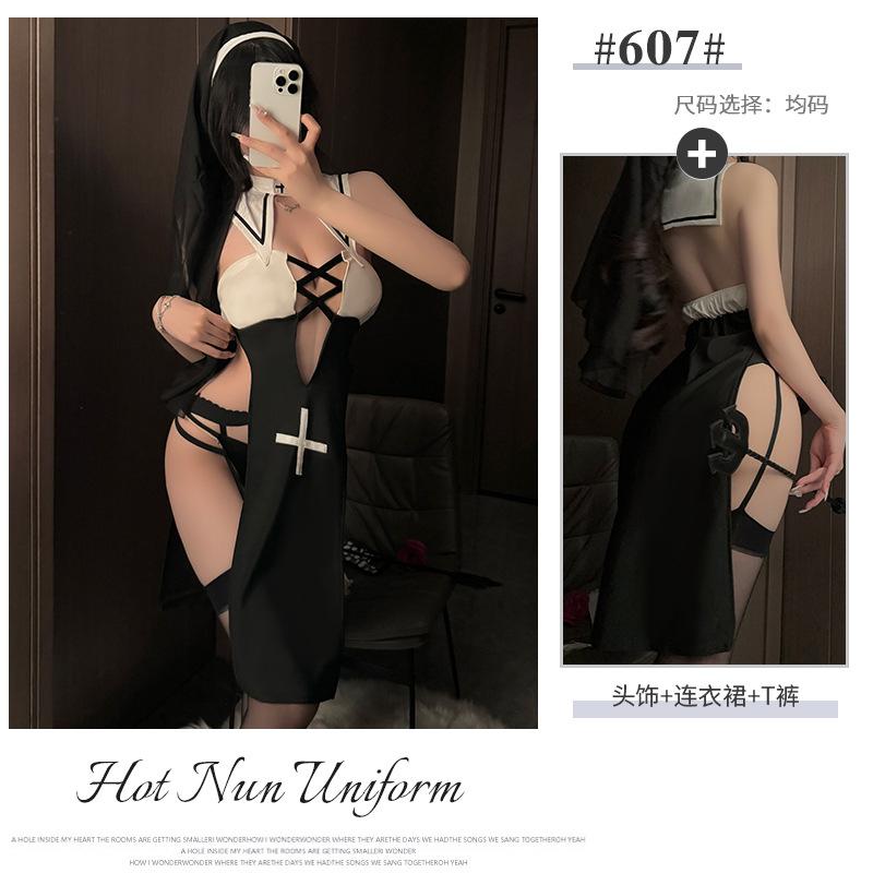 Xianyi Lingerie Halloween Nun Cosplay Cos Free Uniform Sexy Plus Size Pure Desire Suit 607