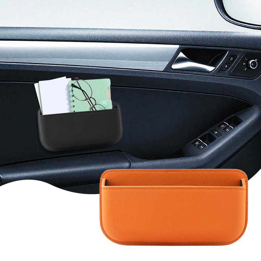 Car Side Pocket Organizer PU Leather Self-Adhesive Sunglass Holder Car Multi-purpose Holder Case Auto Storage Pocket Organizer