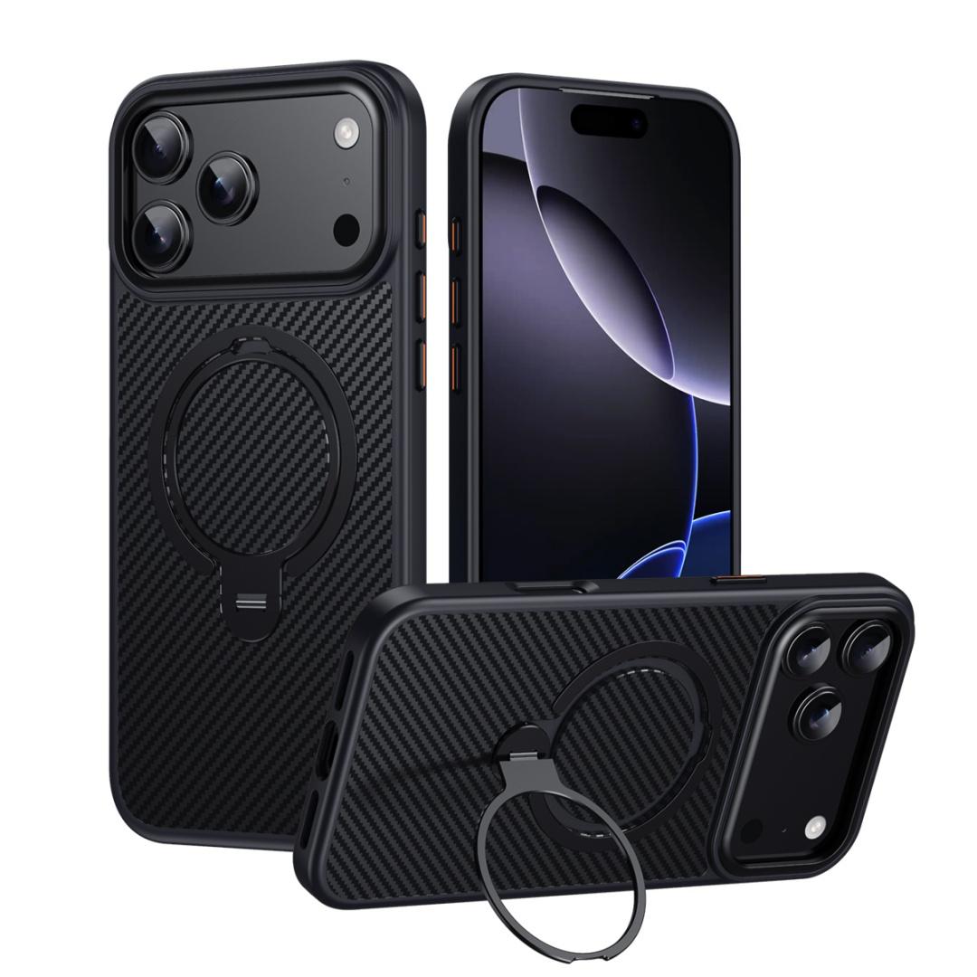 

For iPhone 17 Pro Max Air Case Protective Carbon Fiber Magsafe Ring Holder Back Cover iPhone17