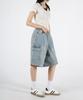 UMM Women'S Elastic Waist Bermuda Cargo Cool Denim Shorts 2 Colors