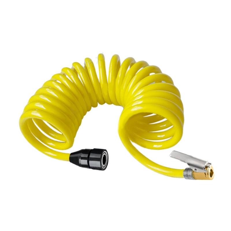 Tire Inflation Hose 9.8ft/16ft Extension Tube Universal Tire Air Compressor Hose Flexible Recoil Air Inflator Connector
