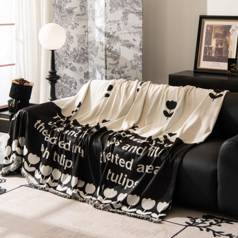 Nordic Tulip Mat Throw Blankets Living Room Sofa Couple Position Modern Throw Color Block Blanket Cover  Funda Sofa