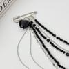 Punk Hip-hop Black Long Crystal Chain Tassel Pendant Brooch Multi-layer Creative Gravel Weaving Girl Fashion Set Jewelry