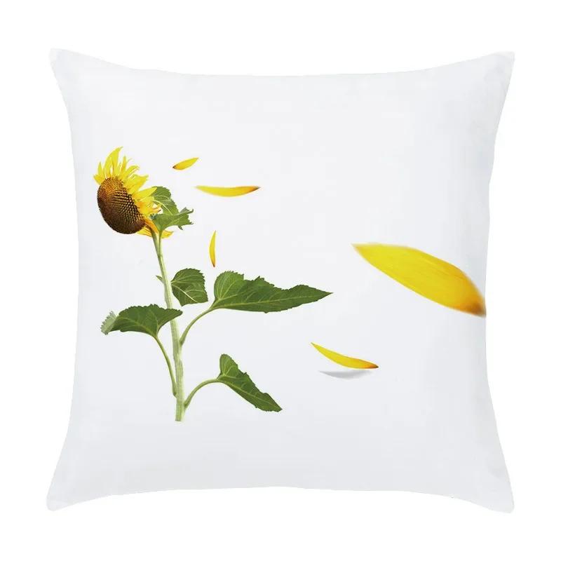 Sunflower Printed Cushion Cover Sofa Home Decor Pillowcase Splendid Floral Plant