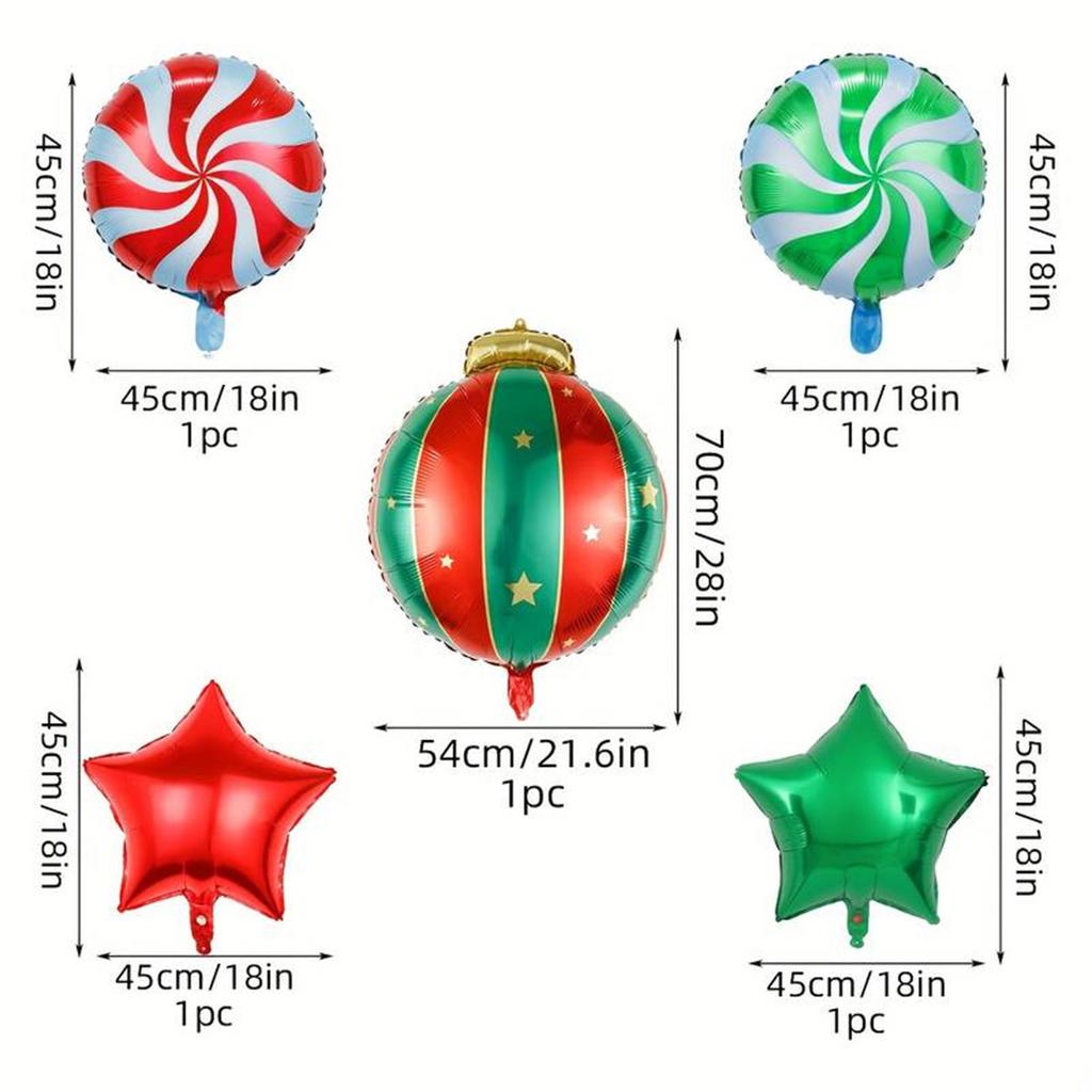 Christmas Hanging Ball Windmill Red Green Pentagram Aluminum Film Balloon Set Christmas Party Home Furnishings Shopping Mall Dec