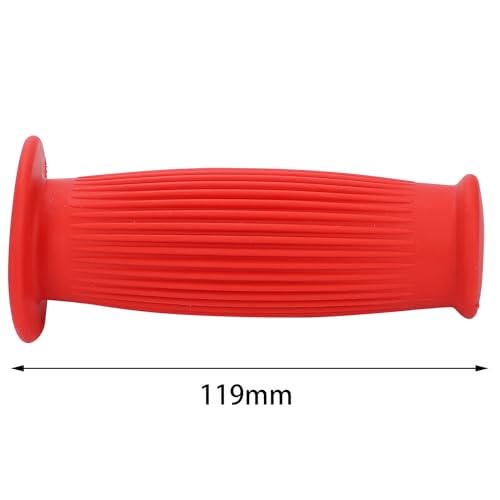 nakira Motorcycle Grips, Moped Handlebars, 22.2mm, Left and Right Set, Rubber F Type (Red)