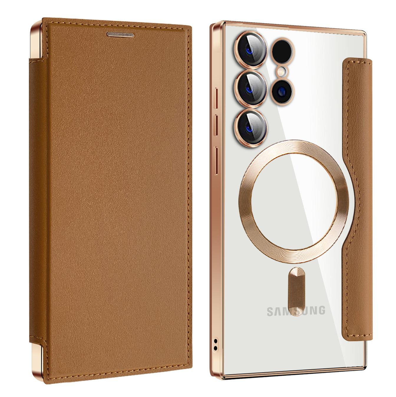 

Magnetic case for Samsung Galaxy S25 PLUS – with card slots and anti-theft RFID protection коричневий