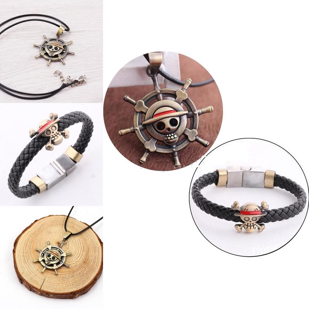 Anime Cosplay New One Piece Luffys Straw Hat Metal Necklacebracelet Pendant
